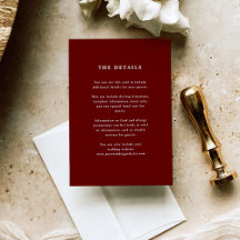 Dark Red Elegante Text | Angaben zum Hochzeitgast