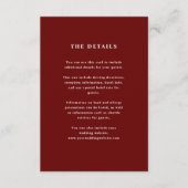 Dark Red Elegante Text | Angaben zum Hochzeitgast Begleitkarte (Vorderseite)