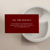 Dark Red Elegante Text | Angaben zur Hochzeit Begleitkarte
