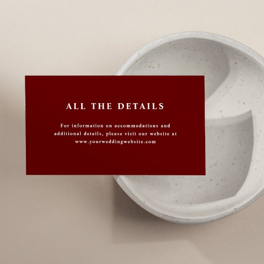 Dark Red Elegante Text | Angaben zur Hochzeit Begleitkarte