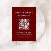 Dark Red Elegante Text | HochzeitQR-Code RSVP Karte