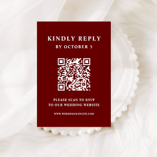 Dark Red Elegante Text   HochzeitQR-Code RSVP Karte