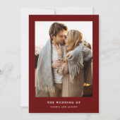 Dark Red Elegante Text und Foto | Hochzeit Einladung (Vorderseite)