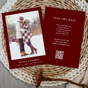 Dark Red Elegante Text und Foto   HochzeitQR-Code Save The Date