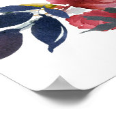 Dark Red Floral 14-Tisch Hochzeitskarte Poster (Ecke)