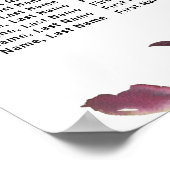 Dark Red Floral 8 Table Wedding Chart Poster (Ecke)