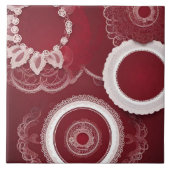Dark Red Floral AI art Keramik Tile Fliese (Vorderseite)