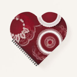 Dark Red Floral AI art Spiral Notebook Notizblock
