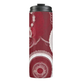 Dark Red Floral AI art Thermosbecher