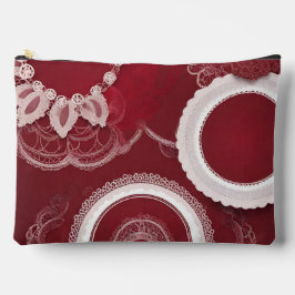 Dark Red Floral AI art Zubehörtasche
