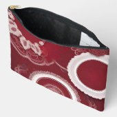 Dark Red Floral AI art Zubehörtasche (Offen)