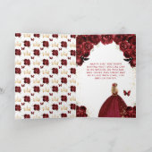 Dark Red Floral Blonde Hair Girl Happy Birthday Karte (Innenseite)