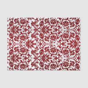 Dark Red Floral Damask Seidenpapier