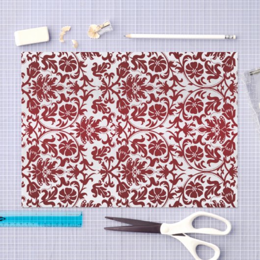 Dark Red Floral Damask Seidenpapier (Handwerk)