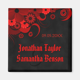 Dark Red Floral Gothic Black Save the Date Kühlsch Magnet