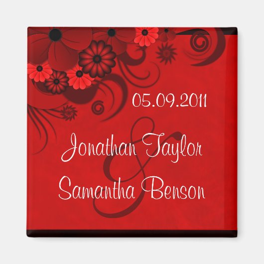 Dark Red Floral Gothic Save the Date Kühlschrankma Magnet (Vorne)