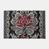 Dark Red Floral Patterns AI Art Fußmatte (Vorderseite)
