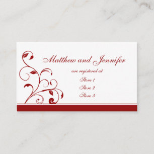 Dark Red Floral Wedding Gift Registry Cards Begleitkarte
