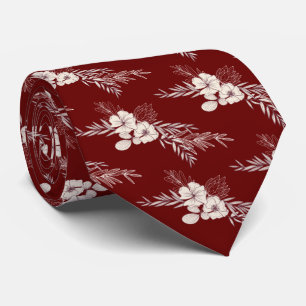 Dark Red Floral Wedding Neck Tie Krawatte