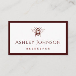 Dark Red Gezeichnet Bee Beekeeper Honeycomb Elegan Visitenkarte