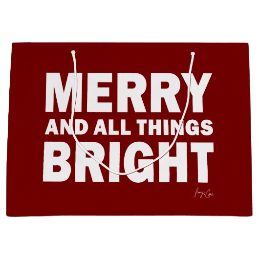 Dark Red Gift Bag | Merry & All Things Bright Große Geschenktüte (Vorderseite)