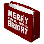 Dark Red Gift Bag | Merry & All Things Bright Große Geschenktüte (Rückseite Schrägansicht)