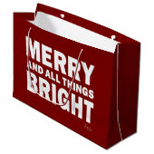 Dark Red Gift Bag | Merry & All Things Bright Große Geschenktüte (Vorderseite Schrägansicht)