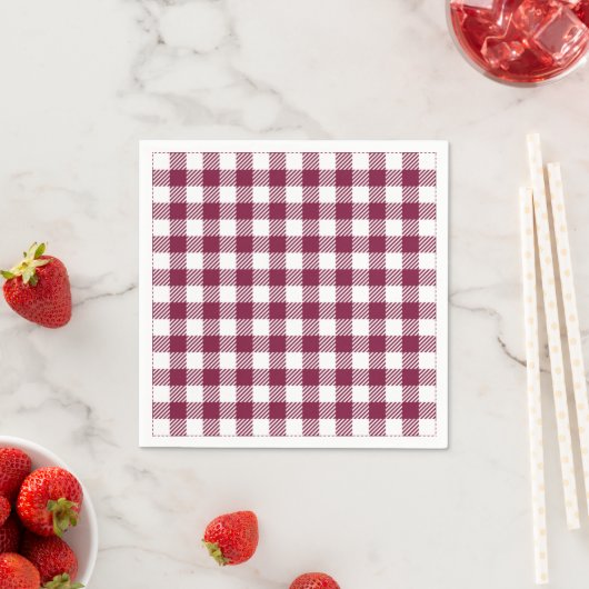 Dark Red Gingham Kariert Pattern Serviette (Beispiel)