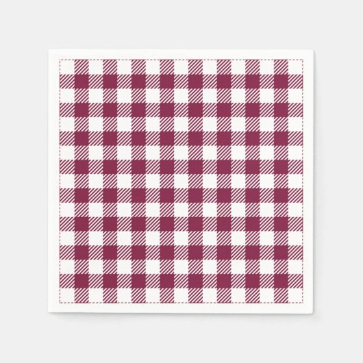 Dark Red Gingham Kariert Pattern Serviette (Vorderseite)