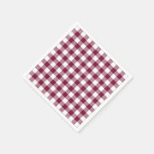 Dark Red Gingham Kariert Pattern Serviette (Ecke)