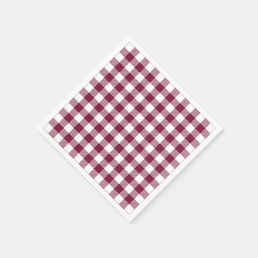 Dark Red Gingham Kariert Pattern Serviette (Ecke)