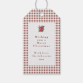Dark Red Gingham Plaid Custom Christmas Geschenkanhänger (Vorderseite)