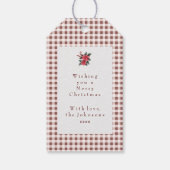 Dark Red Gingham Plaid Custom Christmas Geschenkanhänger (Rückseite)