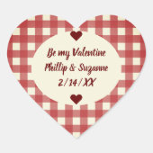 Dark Red Gingham Valentine Jam Jar Sticker Labels (Vorderseite)