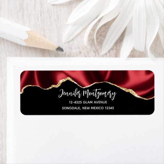 Dark Red Glam Wavy Satin Abstract Design (Insitu)