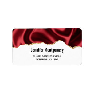 Dark Red Glam Wavy Satin Abstract Design Adressaufkleber