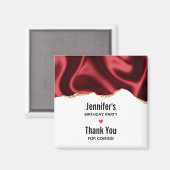 Dark Red Glam Wavy Satin Abstract Design Event Magnet (Vorderseite/Rückseite)