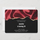 Dark Red Glam Wavy Satin Abstract Design Geburtsta Einladung (Vorderseite)