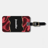 Dark Red Glam Wavy Satin Abstract Design Gepäckanhänger (Vorderseite horizontal)
