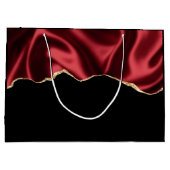 Dark Red Glam Wavy Satin Abstract Design Große Geschenktüte (Rückseite)