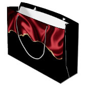 Dark Red Glam Wavy Satin Abstract Design Große Geschenktüte (Rückseite Schrägansicht)