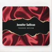 Dark Red Glam Wavy Satin Abstract Design Mousepad (Vorne)
