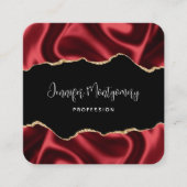 Dark Red Glam Wavy Satin Abstract Design Quadratische Visitenkarte (Vorderseite)