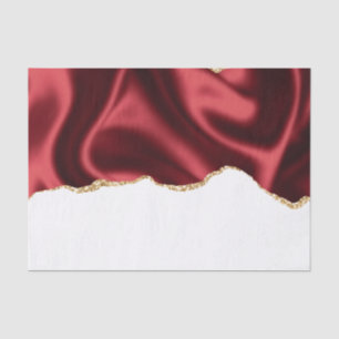 Dark Red Glam Wavy Satin Abstract Design Seidenpapier