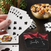 Dark Red Glam Wavy Satin Abstract Design Spielkarten (In Situ)