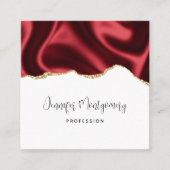 Dark Red Glam Wavy Satin Abstract Design Square Quadratische Visitenkarte (Vorderseite)