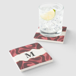 Dark Red Glam Wavy Satin Abstract Design Steinuntersetzer