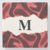 Dark Red Glam Wavy Satin Abstract Design Steinuntersetzer (Vorderseite)