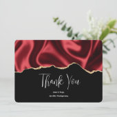 Dark Red Glam Wavy Satin Abstract Design Vielen Da Dankeskarte (Stehend Vorderseite)