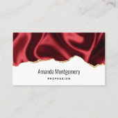 Dark Red Glam Wavy Satin Abstract Design Visitenkarte (Vorderseite)